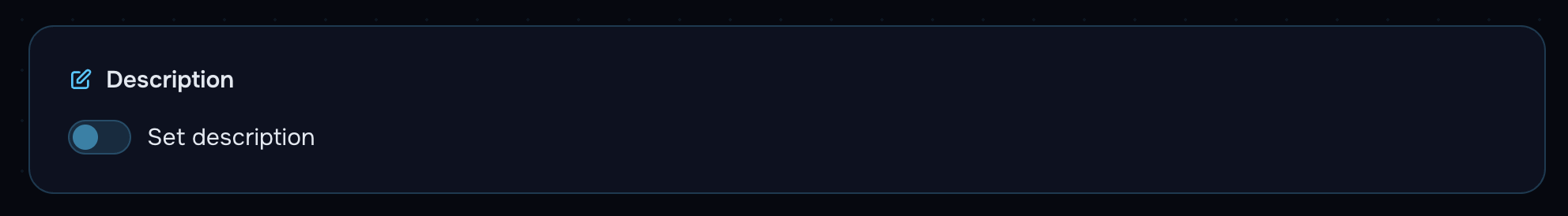 Set Description toggle in the off state